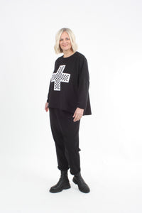 Opal Sweater - Black Grid Cross