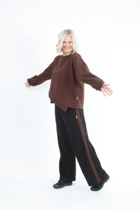Olivia Sweat Pants - Black with Chocolate Stripe - Pre Order