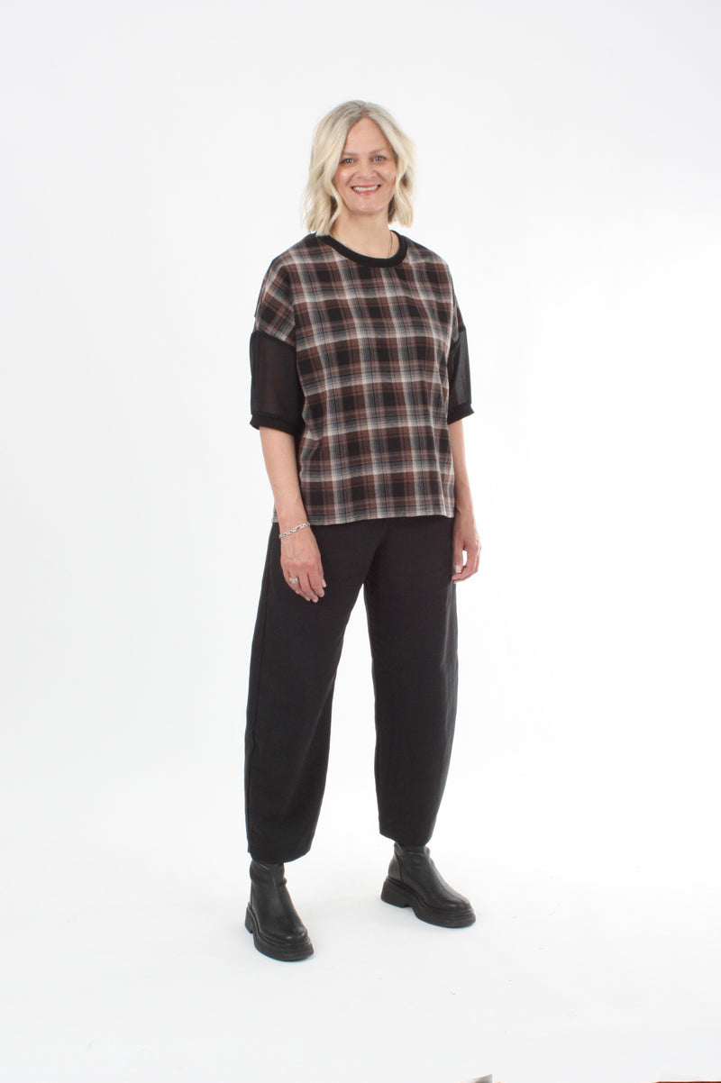 Florence Top - Chocolate Check and Black