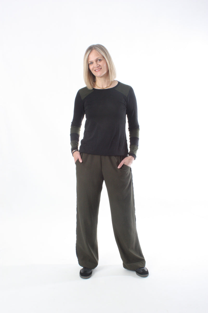 Olivia Pants - Plantation and Black Stripe - Pre-Order