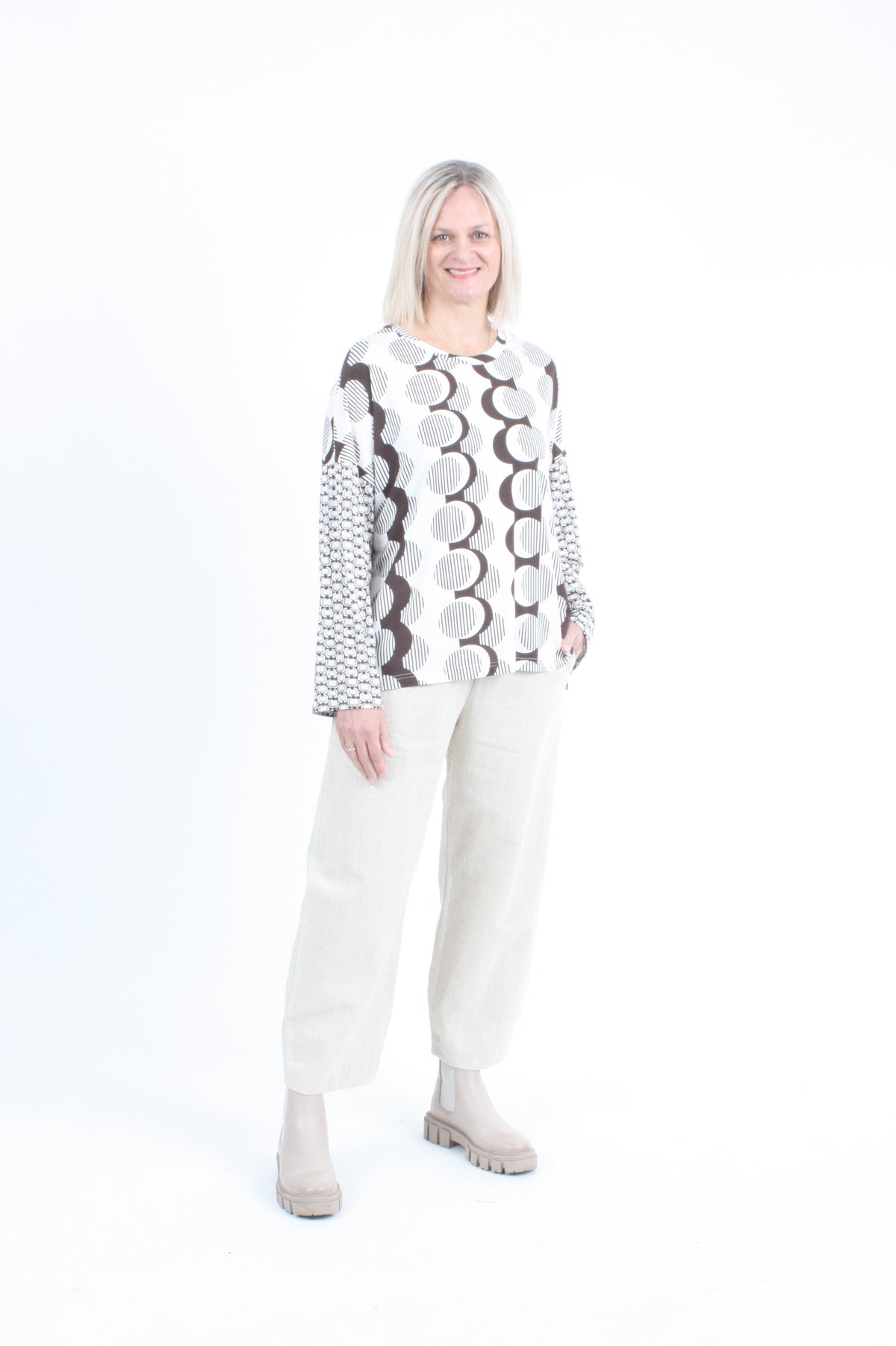 Tracee Top - Chocolate and Ivory Print