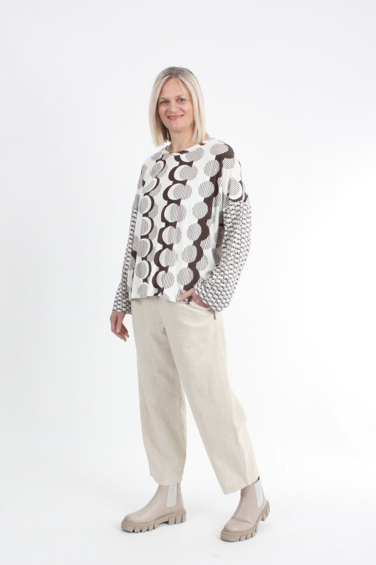 Tracee Top - Chocolate and Ivory Print
