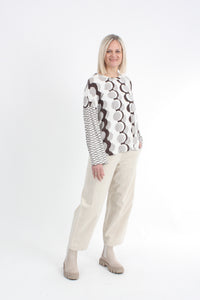Tracee Top - Chocolate and Ivory Print
