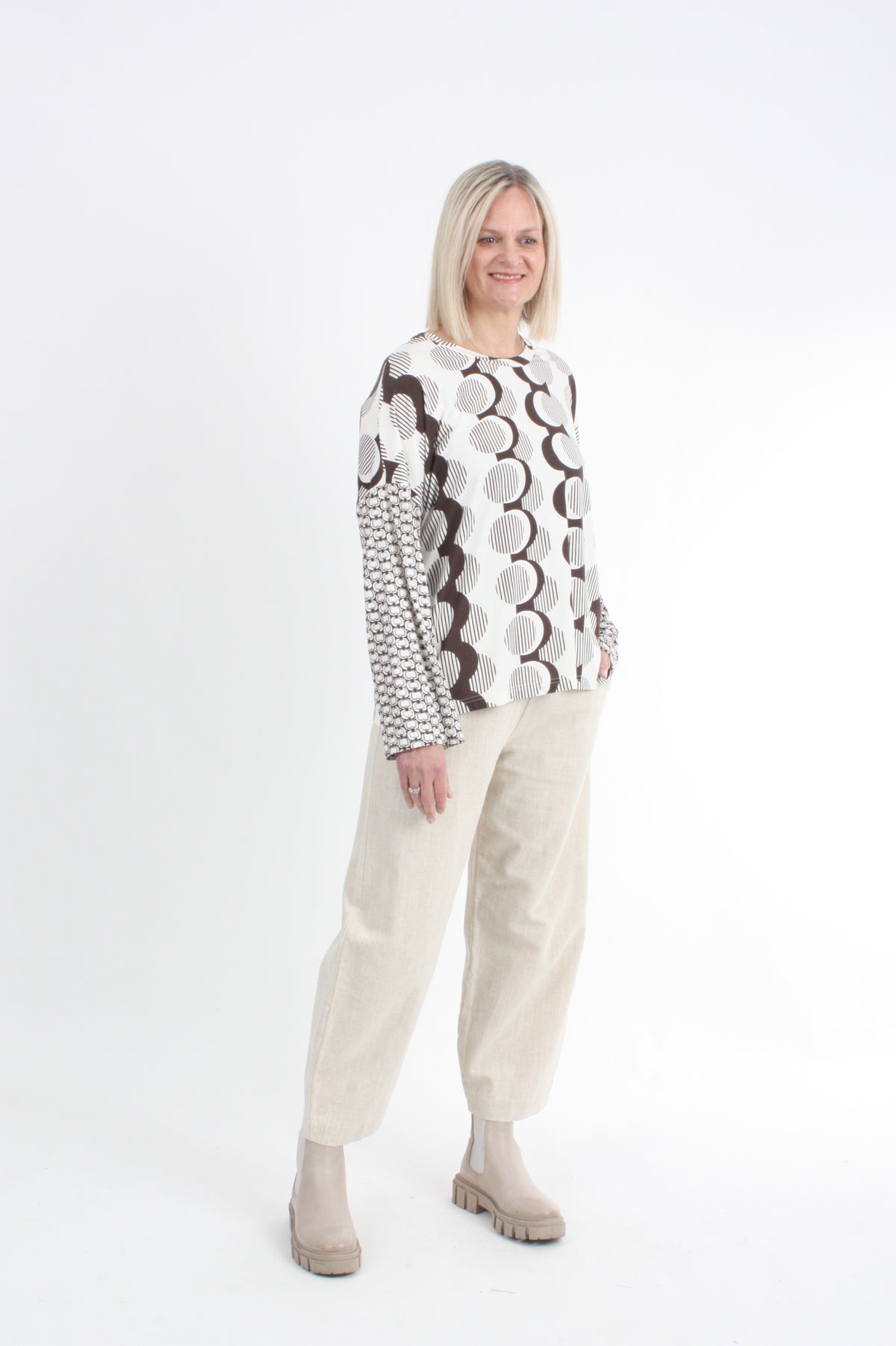 Tracee Top - Chocolate and Ivory Print