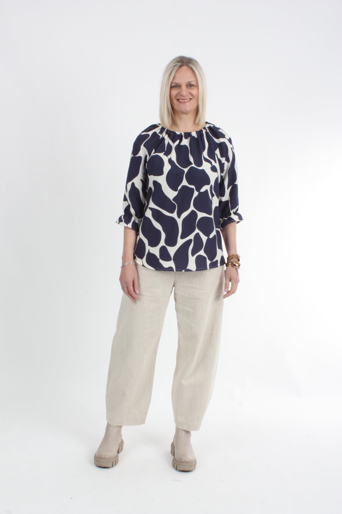 Cora Top - Navy Print