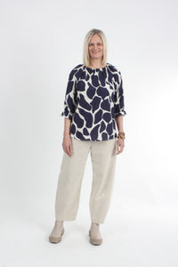 Cora Top - Navy Print