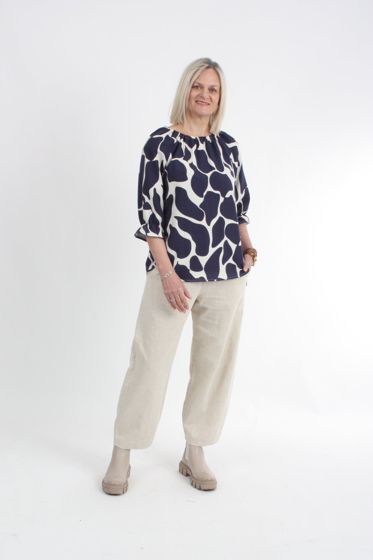 Cora Top - Navy Print