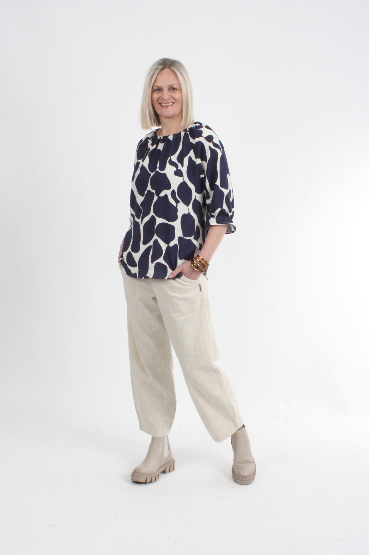Cora Top - Navy Print