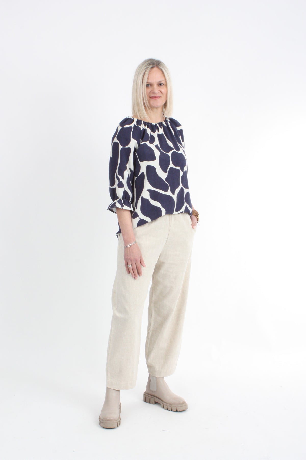 Cora Top - Navy Print