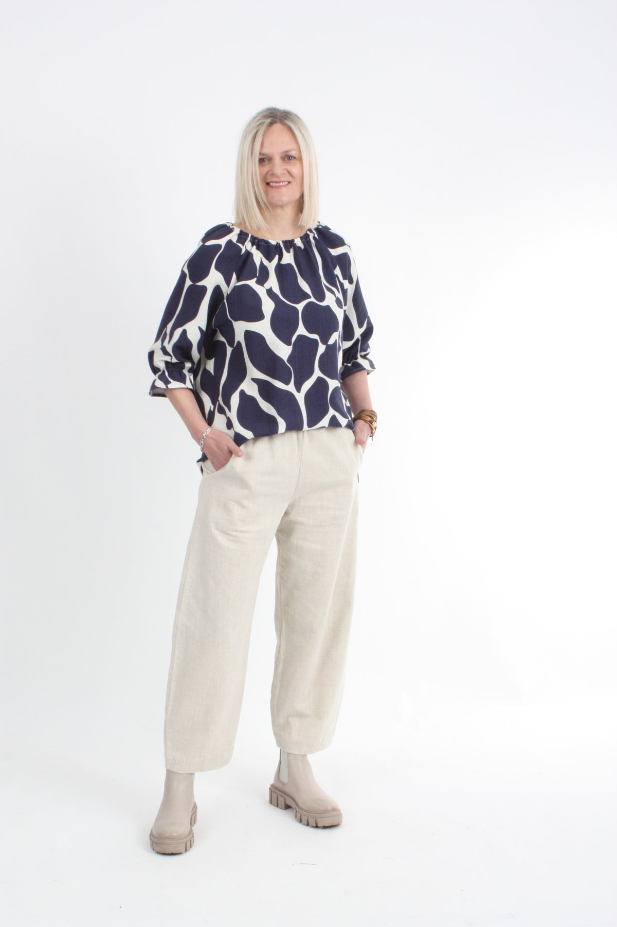 Cora Top - Navy Print