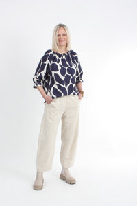Cora Top - Navy Print