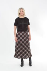 Bias Skirt -  Black and Chocoate Check