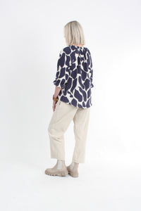 Cora Top - Navy Print