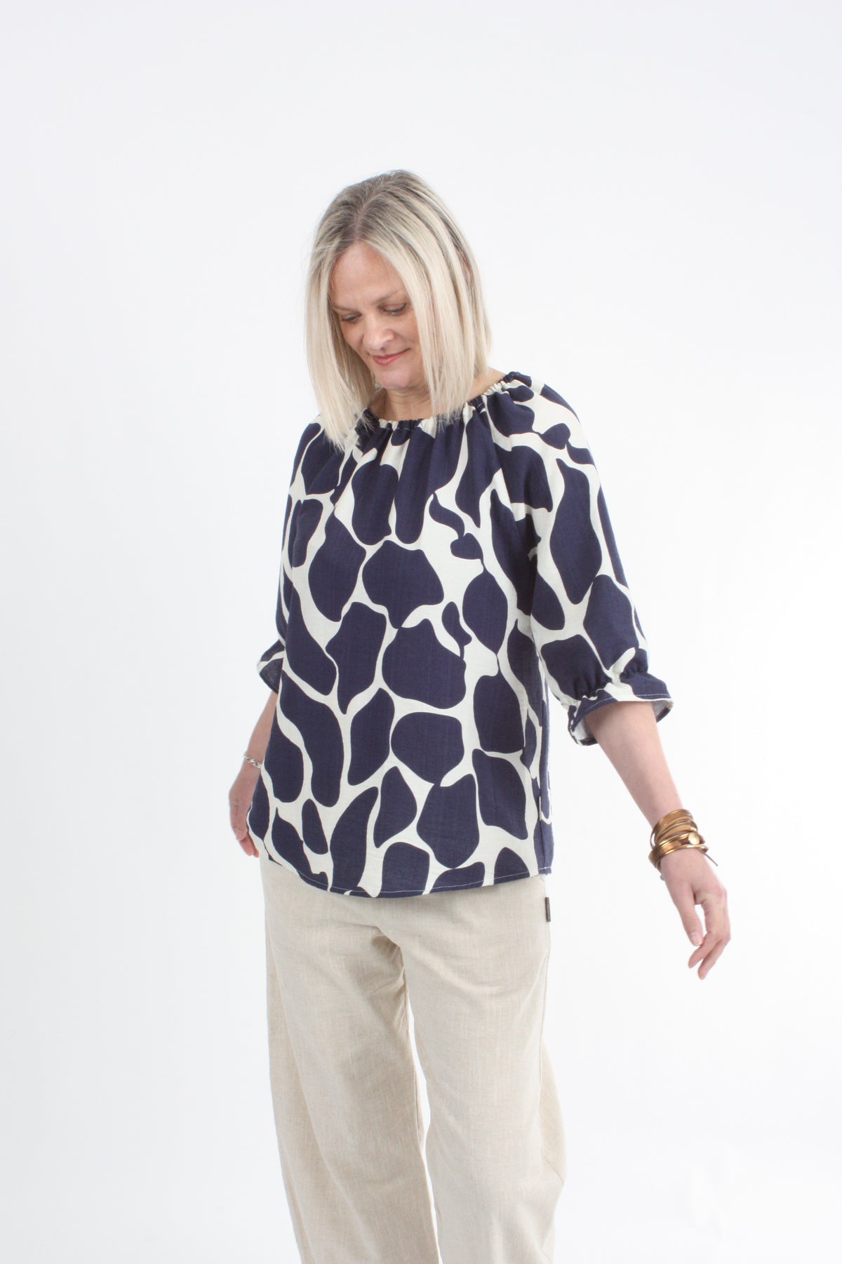 Cora Top - Navy Print
