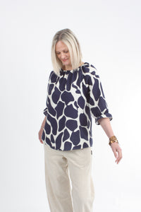 Cora Top - Navy Print
