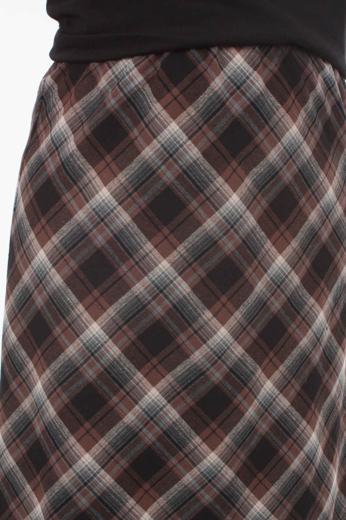 Bias Skirt -  Black and Chocoate Check