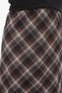 Bias Skirt -  Black and Chocoate Check