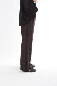 Olivia Pants - Chocolate Check with Black stripe