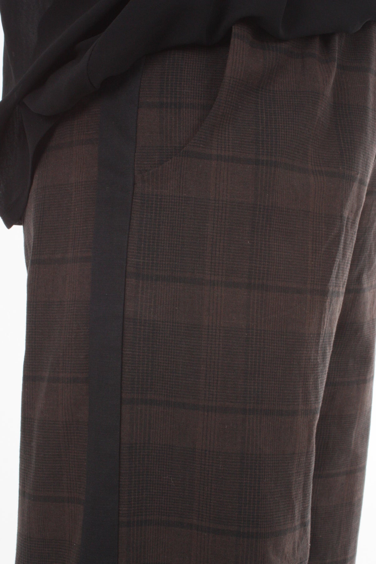 Olivia Pants - Chocolate Check with Black stripe