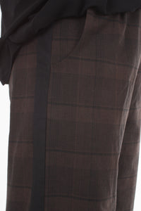 Olivia Pants - Chocolate Check with Black stripe