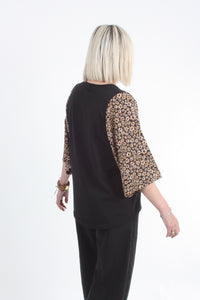 Bennie Top - Black with Floral Sleeve