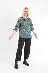 Cora Top - Green Floral