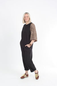 Bennie Top - Black with Floral Sleeve