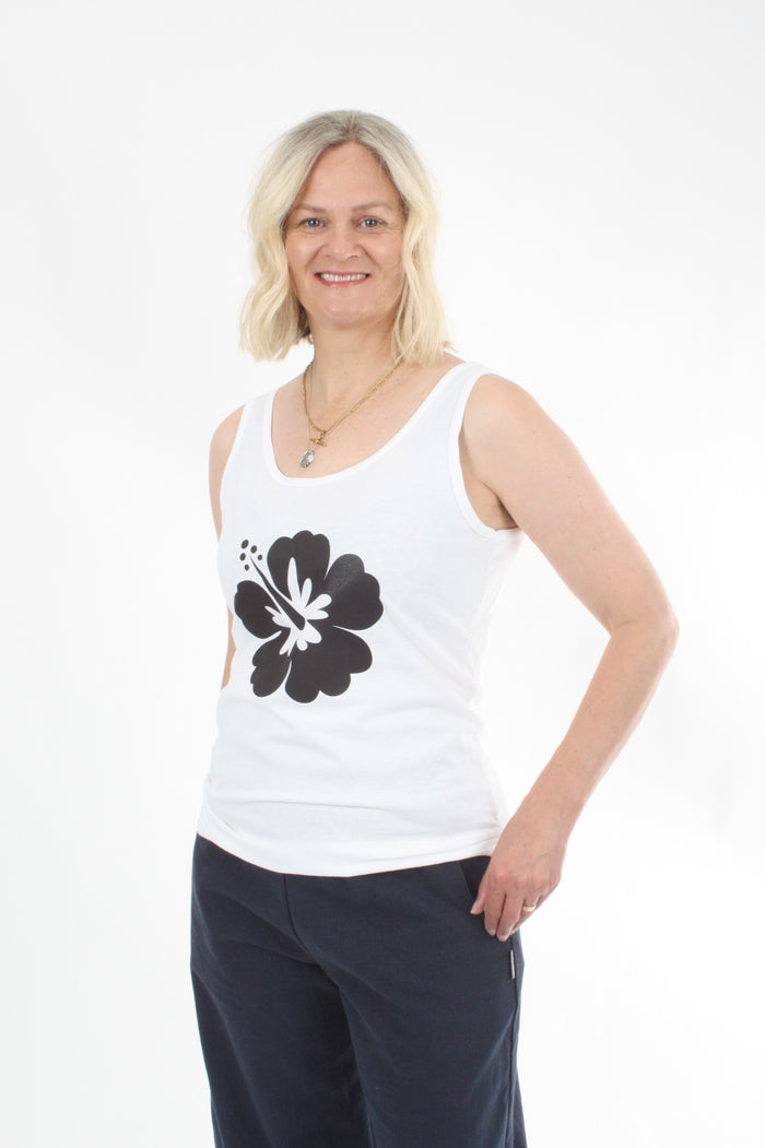 Singlet - Hibiscus Flower Print - Pre Order