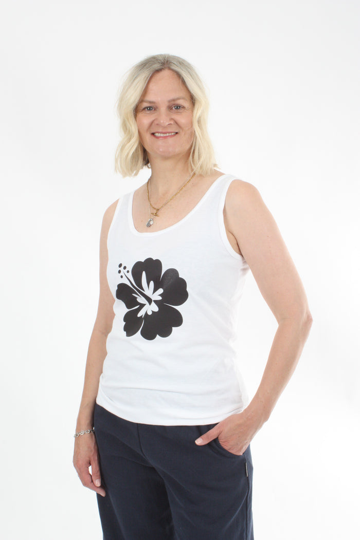 Singlet - Hibiscus Flower Print - Pre Order