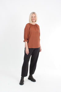 Cora Top - Jaffa and Chocolate Print