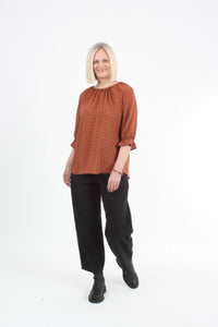 Cora Top - Jaffa and Chocolate Print