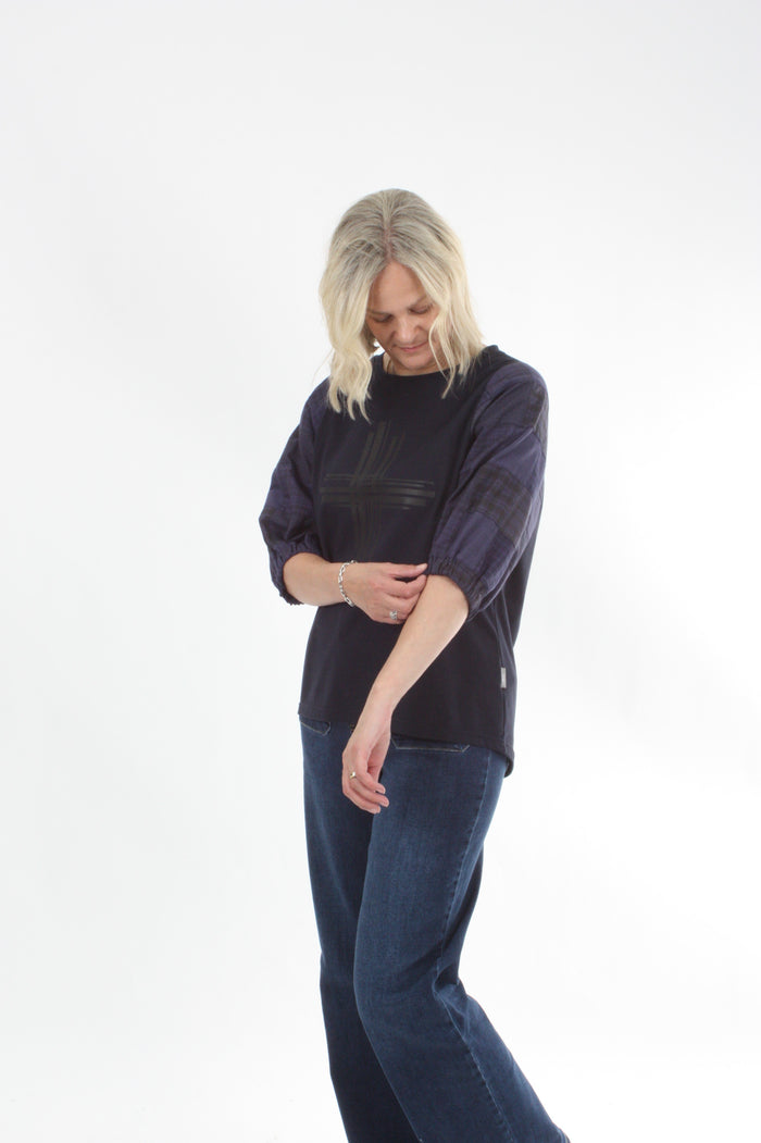 Bennie Top - Navy - Navy Patch sleeve