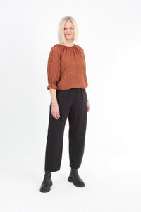 Cora Top - Jaffa and Chocolate Print