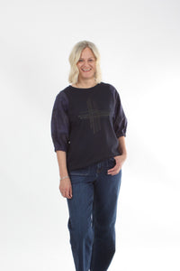Bennie Top - Navy - Navy Patch sleeve