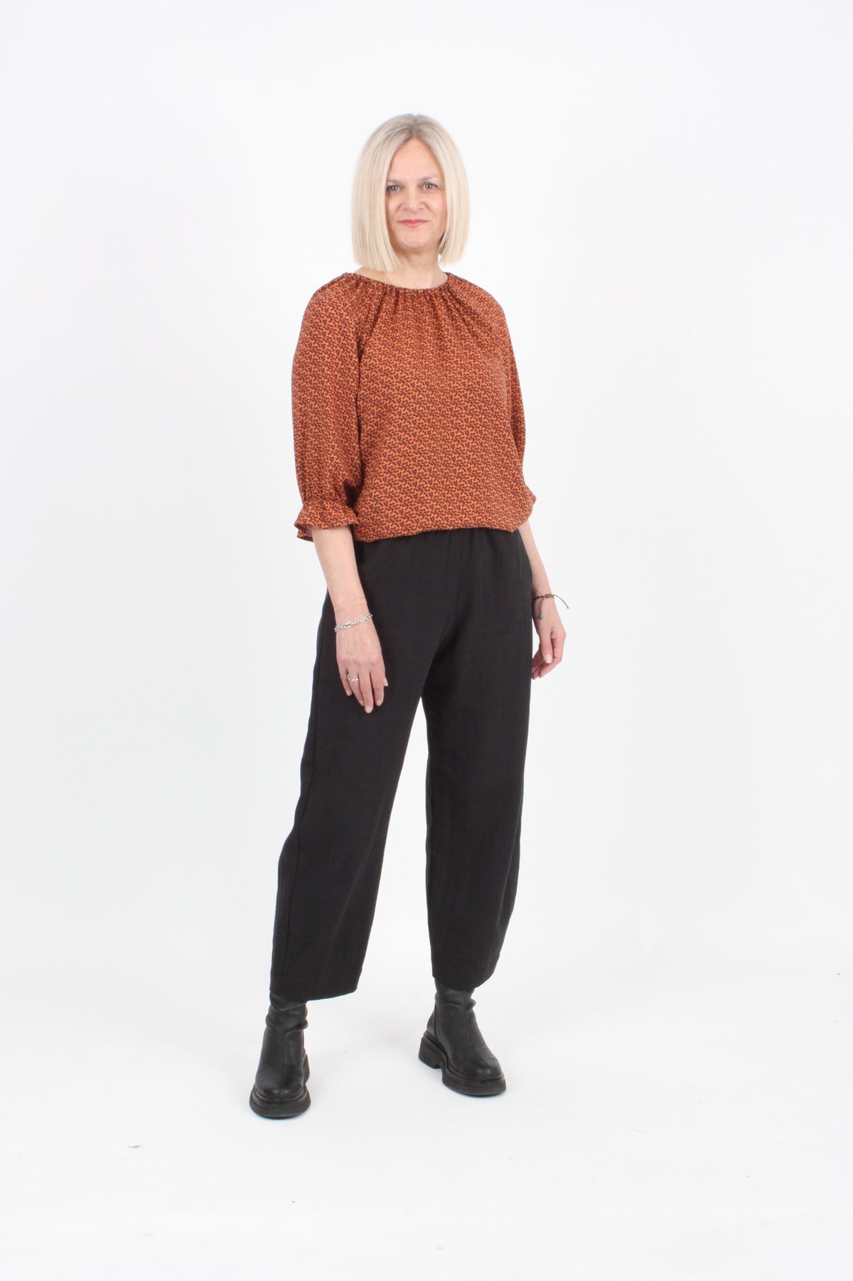Cora Top - Jaffa and Chocolate Print