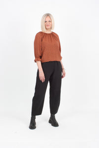 Cora Top - Jaffa and Chocolate Print