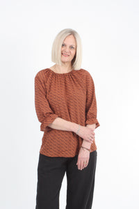 Cora Top - Jaffa and Chocolate Print