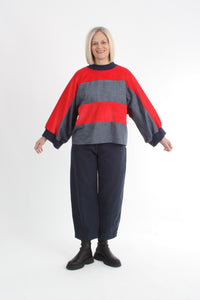 Sonia Top - Red Corduroy and Denim