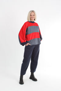 Sonia Top - Red Corduroy and Denim