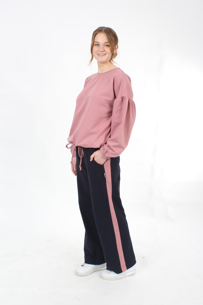 Olivia Sweat Pants - Navy with Pink Stripe - Pre Order