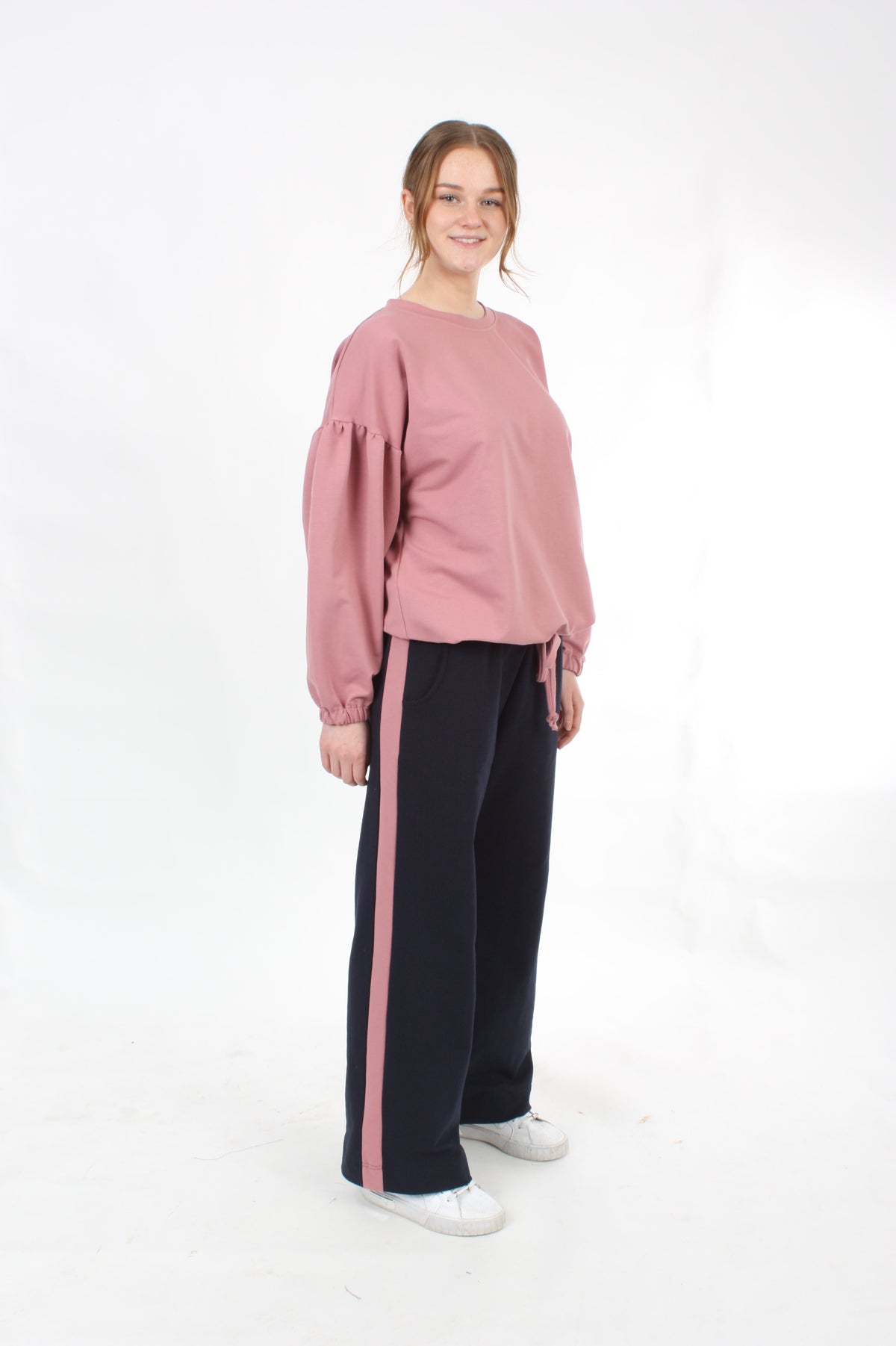 Olivia Sweat Pants - Navy with Pink Stripe - Pre Order