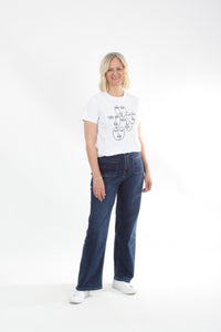 Tee Shirt - White with Black faces print