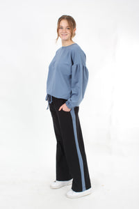 Olivia Sweat Pants - Navy with Blue Stripe - Pre Order