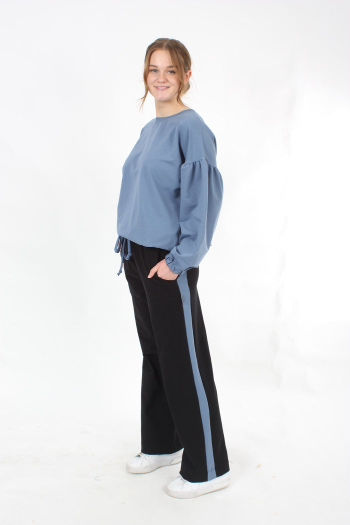 Olivia Sweat Pants - Navy with Blue Stripe - Pre Order
