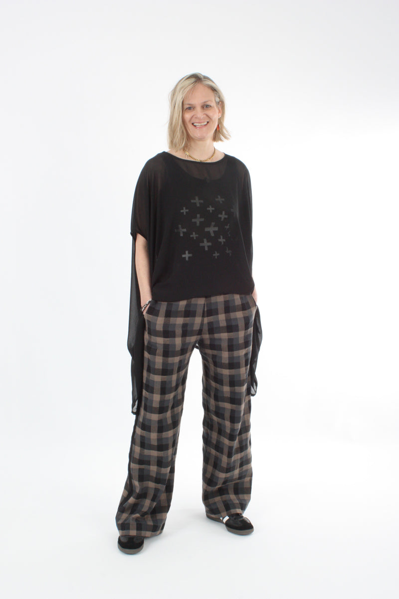 Lexi Pants - Black and Mocha check - Pre Order