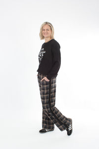 Olivia Pants - Black and Mocha check - Pre Order