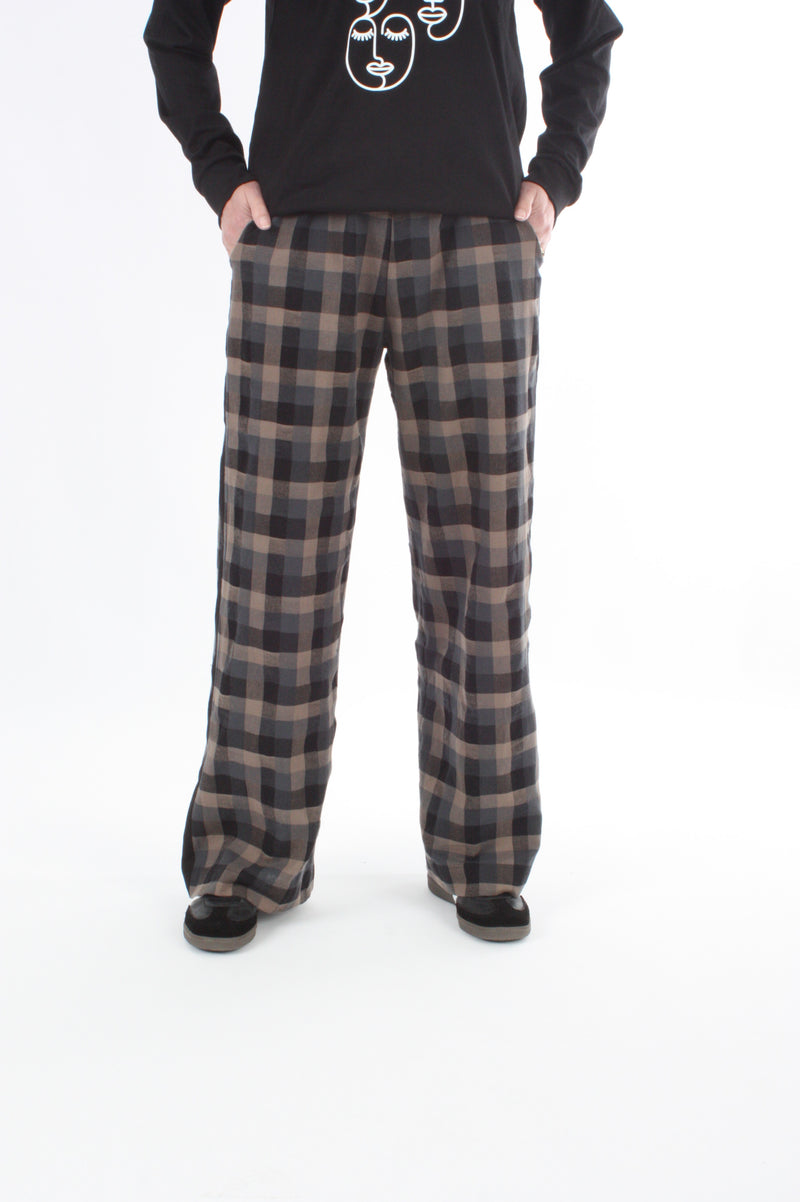 Olivia Pants - Black and Mocha check - Pre Order