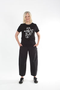 Tee Shirt - Black with White faces print