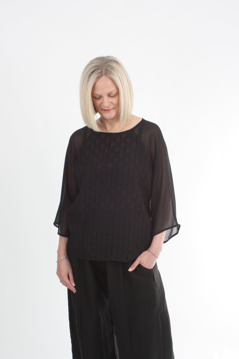 Becky Top - Black textured