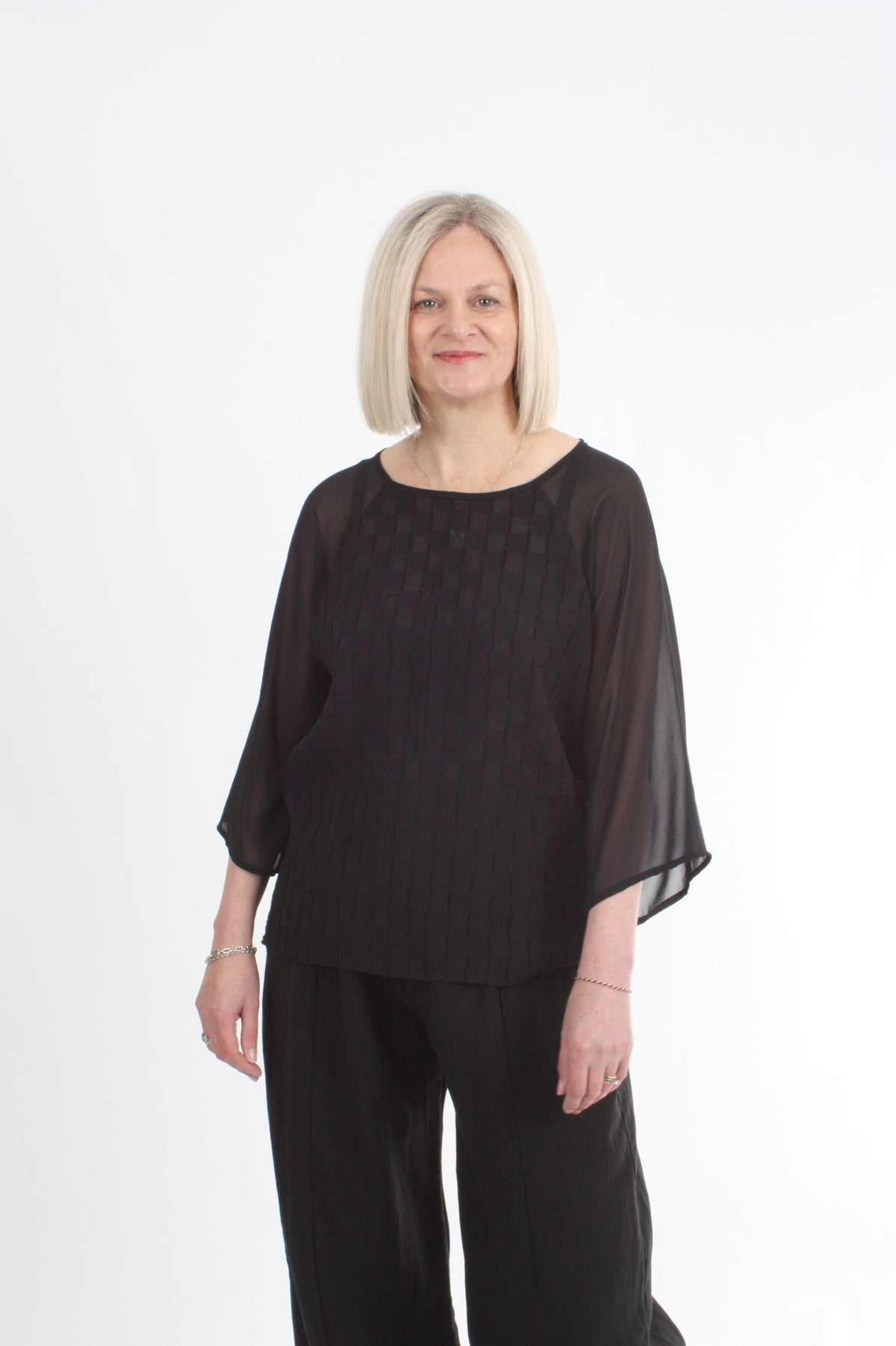 Becky Top - Black textured